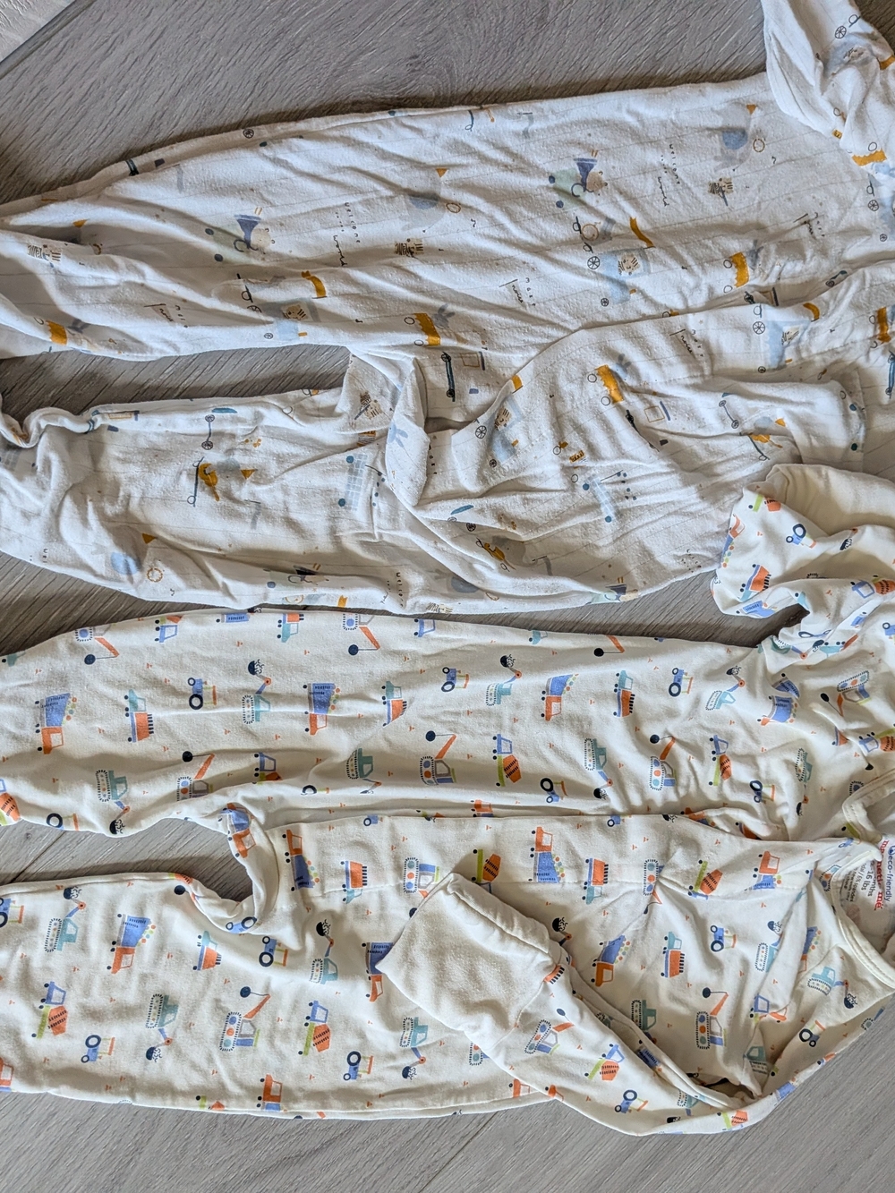 Baby Sleepwear Footed Pajamas - Construction Print And Musical Animals